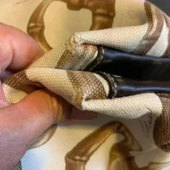 Gucci Vintage Tote Bag Canvas Leather Horsebit Logo  Pattern Beige and Brown. - Picture 15 of 15